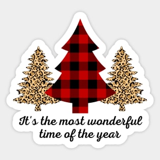 LEOPARD AND PLAID CHRISTMAS TREE Sticker